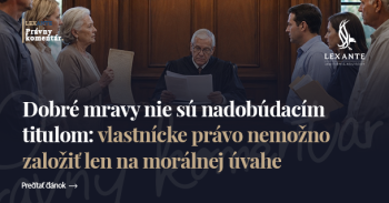 Dobré mravy nie sú nadobúdacím titulom: vlastnícke právo nemožno založiť len na morálnej úvahe